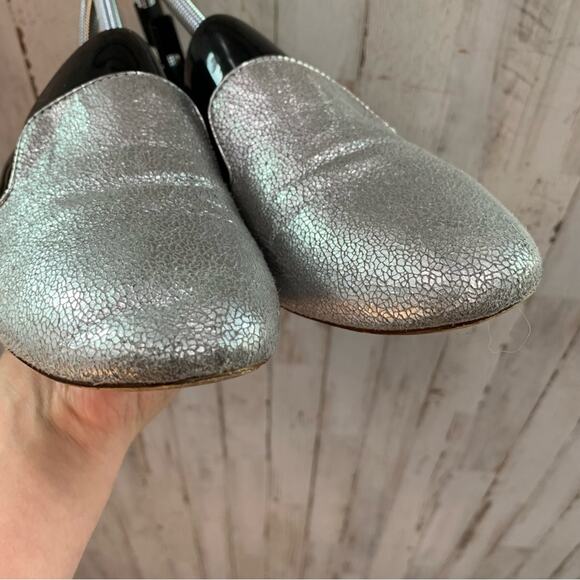 J. Crew Addie Crackled Metallic Loafers Flats - Picture 3 of 8